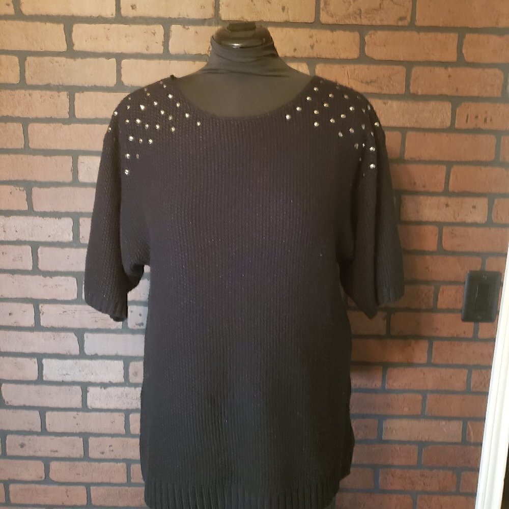 Style & Co Short Sleeve Sweater with Studs